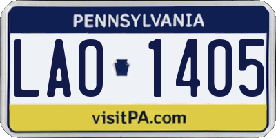 PA license plate LAO1405