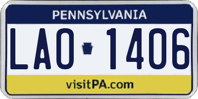 PA license plate LAO1406