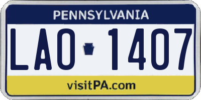 PA license plate LAO1407