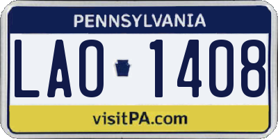 PA license plate LAO1408