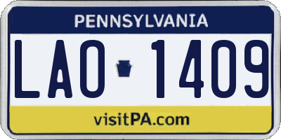 PA license plate LAO1409