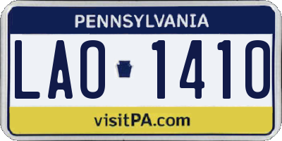 PA license plate LAO1410