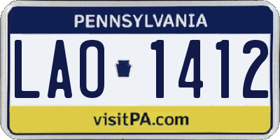 PA license plate LAO1412
