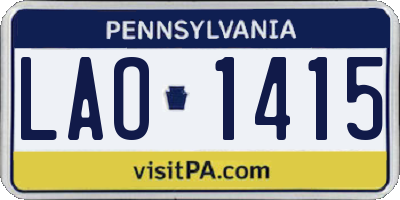 PA license plate LAO1415