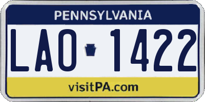 PA license plate LAO1422