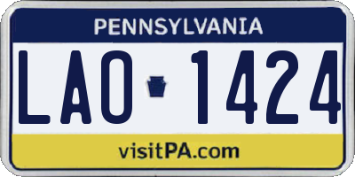 PA license plate LAO1424