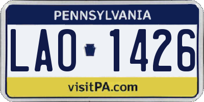 PA license plate LAO1426