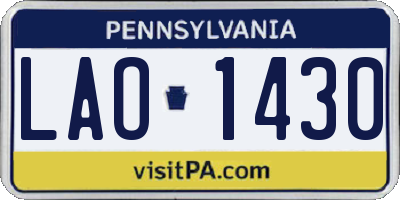 PA license plate LAO1430