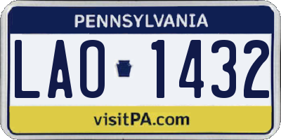 PA license plate LAO1432