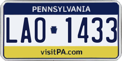 PA license plate LAO1433