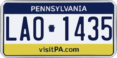 PA license plate LAO1435