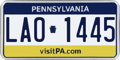PA license plate LAO1445