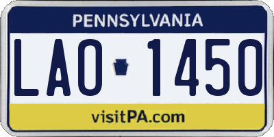 PA license plate LAO1450