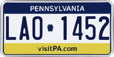 PA license plate LAO1452