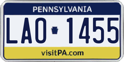 PA license plate LAO1455