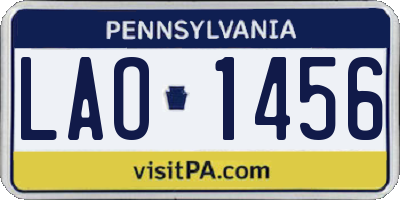 PA license plate LAO1456