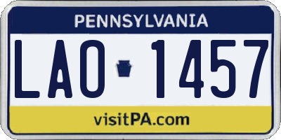 PA license plate LAO1457