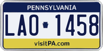 PA license plate LAO1458