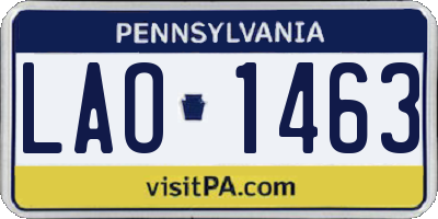 PA license plate LAO1463