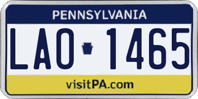 PA license plate LAO1465