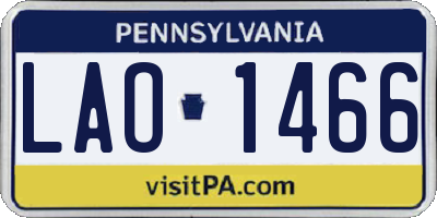 PA license plate LAO1466