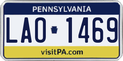 PA license plate LAO1469