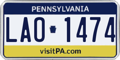 PA license plate LAO1474