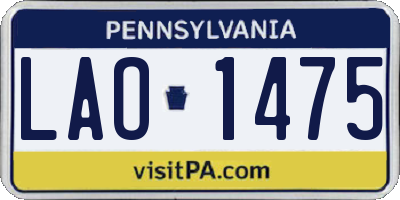 PA license plate LAO1475