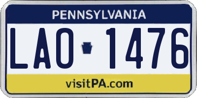 PA license plate LAO1476