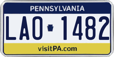 PA license plate LAO1482