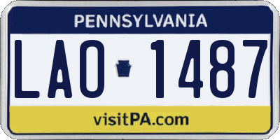 PA license plate LAO1487