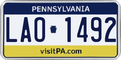 PA license plate LAO1492