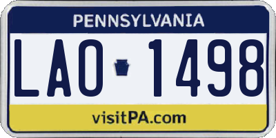 PA license plate LAO1498