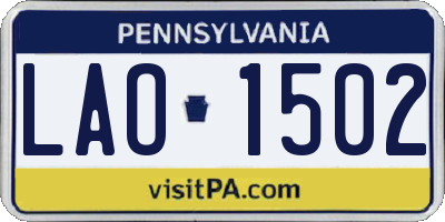 PA license plate LAO1502