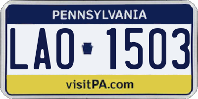PA license plate LAO1503