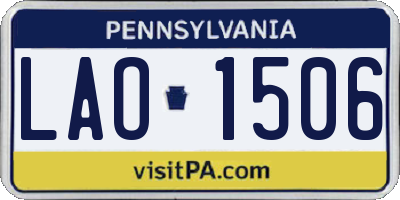PA license plate LAO1506