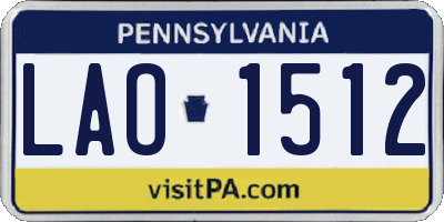 PA license plate LAO1512