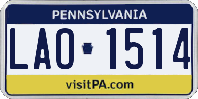 PA license plate LAO1514