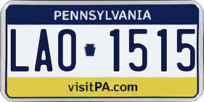 PA license plate LAO1515