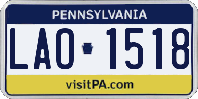PA license plate LAO1518