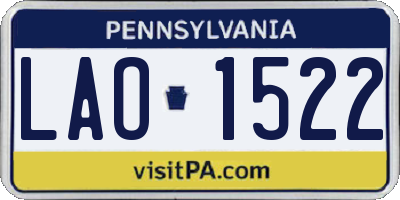 PA license plate LAO1522