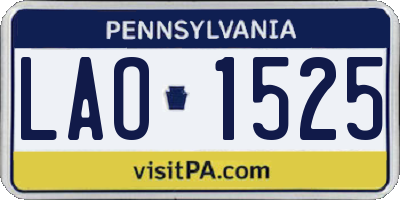 PA license plate LAO1525
