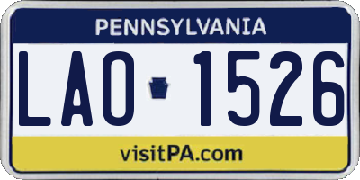 PA license plate LAO1526