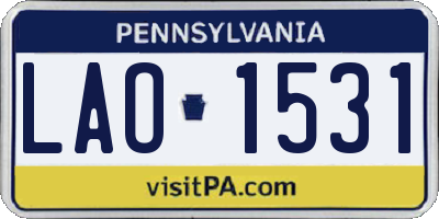 PA license plate LAO1531