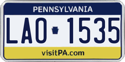 PA license plate LAO1535