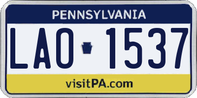 PA license plate LAO1537