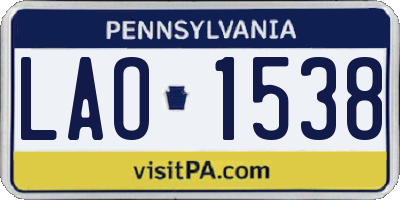 PA license plate LAO1538