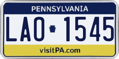 PA license plate LAO1545