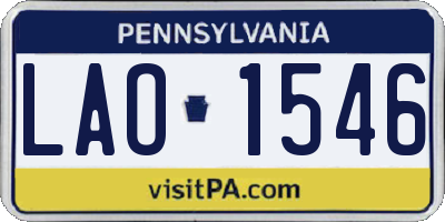 PA license plate LAO1546