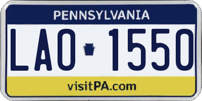 PA license plate LAO1550